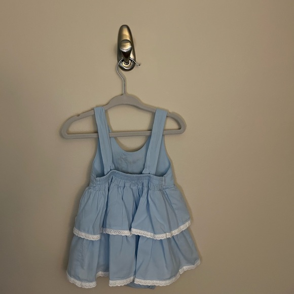 Fantaisie Kids Embroidered Blue Ruffle Bubble Dress 9 Months - Picture 5 of 8